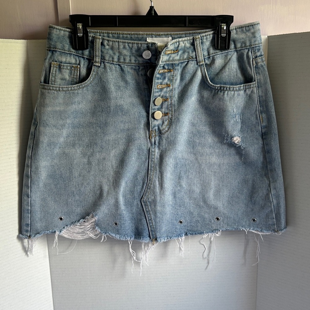 Love + Harmony Women's Casual Blue Denim Mini Skirt size L